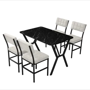 Stedum Matgrupp Bord 110 cm + 4 Stolar - Kräm Och Svart - Möbler - Bord & matgrupp - Matgrupp