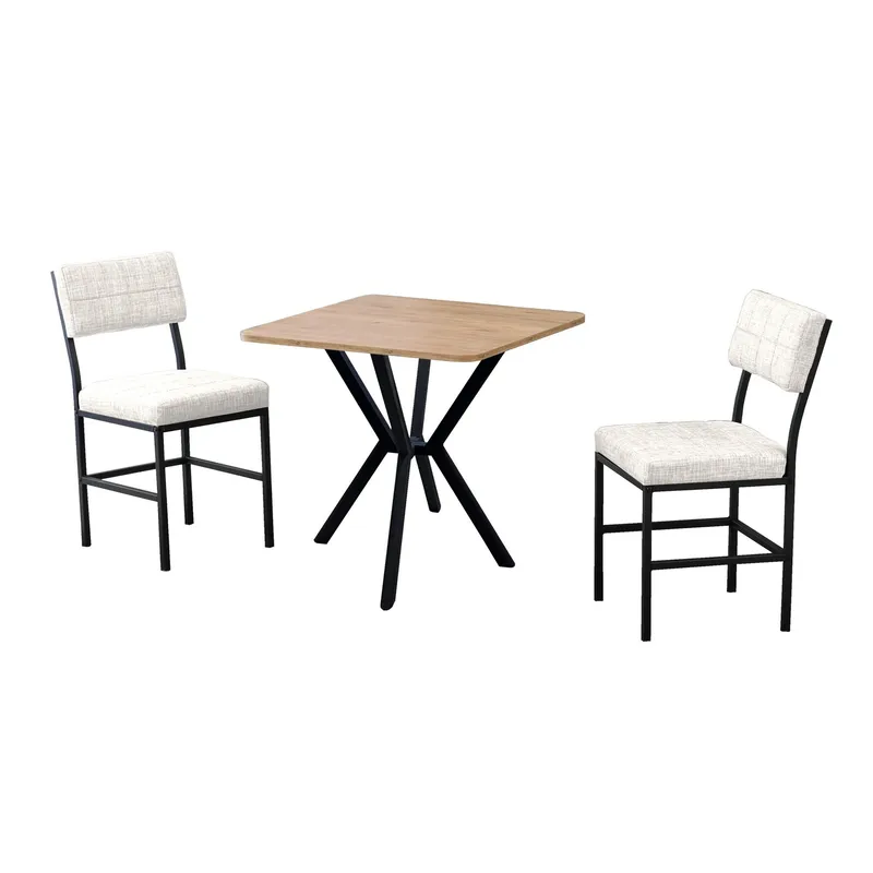 Stedum Matgrupp Bord 70 cm + 2 Stolar, Kräm Valnöt