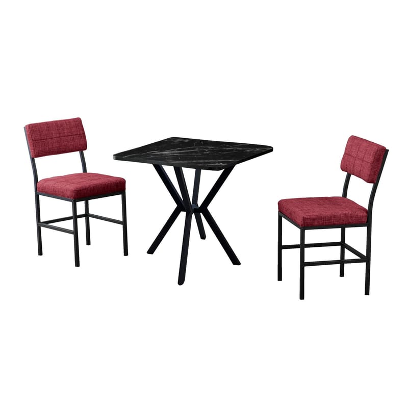 Stedum Matgrupp Bord 70 cm + 2 Stolar, Vinröd Svart