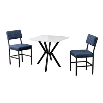 Stedum Matgrupp Bord 70 cm + 2 Stolar - Marinblå Och Vit - Möbler - Bord & matgrupp - Matgrupp