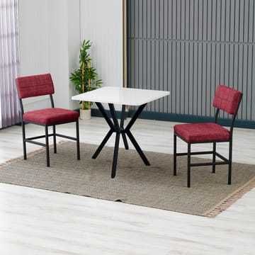 Stedum Matgrupp Bord 70 cm + 2 Stolar - Vinröd Vit - Möbler - Bord & matgrupp - Matgrupp