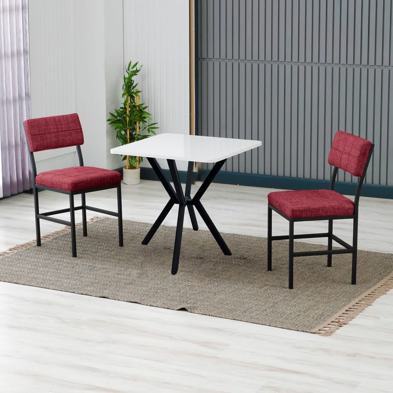 Stedum Matgrupp Bord 70 cm + 2 Stolar - Vinröd Vit - Möbler - Bord & matgrupp - Matgrupp