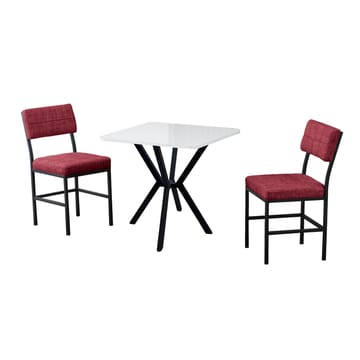 Stedum Matgrupp Bord 70 cm + 2 Stolar - Vinröd Vit - Möbler - Bord & matgrupp - Matgrupp