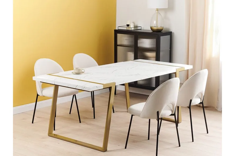 Stensby Matbord 90x200 cm - Vit/Guld - Möbler - Bord & matgrupp - Matbord & köksbord