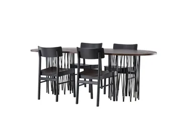 Stone Matgrupp + 4 Montros stolar Oval - Svart/Mocca - Möbler - Bord & matgrupp - Matgrupp