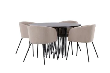 Stone Matgrupp 120 cm Rund med 4 Berit stolar - Beige - Möbler - Bord & matgrupp - Matgrupp