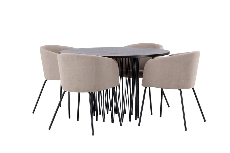 Stone Matgrupp 120 cm Rund med 4 Berit stolar - Beige - Möbler - Bord & matgrupp - Matgrupp
