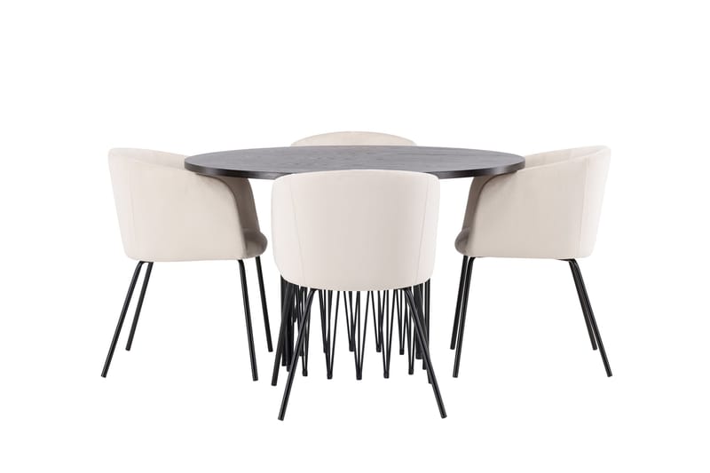 Stone Matgrupp 120 cm Rund med 4 Berit stolar, Beige