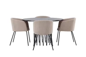 Stone Matgrupp 120 cm Rund med 4 Berit stolar - Beige - Möbler - Bord & matgrupp - Matgrupp