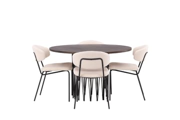 Stone Matgrupp 120 cm Rund med 4 Chico Stolar - Svart - Möbler - Bord & matgrupp - Matgrupp