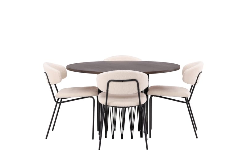 Stone Matgrupp 120 cm Rund med 4 Chico Stolar, Svart