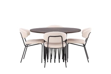 Stone Matgrupp 120 cm Rund med 4 Chico Stolar - Svart - Möbler - Bord & matgrupp - Matgrupp