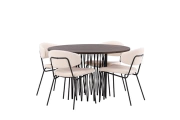 Stone Matgrupp 120 cm Rund med 4 Chico Stolar - Svart - Möbler - Bord & matgrupp - Matgrupp