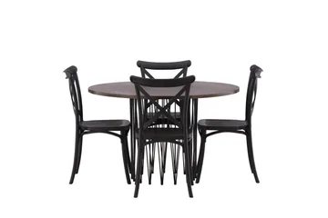 Stone Matgrupp 120 cm Rund med 4 Crosett stolar - Svart - Möbler - Bord & matgrupp - Matgrupp