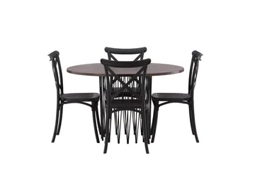 Stone Matgrupp 120 cm Rund med 4 Crosett stolar - Svart - Möbler - Bord & matgrupp - Matgrupp