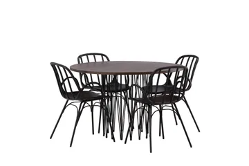 Stone Matgrupp 120 cm Rund med 4 Dyrön stolar - Svart - Möbler - Bord & matgrupp - Matgrupp