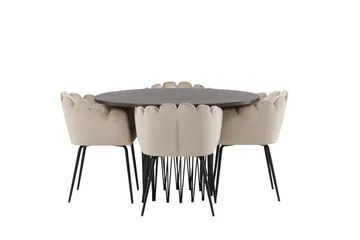 Stone Matgrupp 120 cm Rund med 4 Limhamn stolar - Beige - Möbler - Bord & matgrupp - Matgrupp