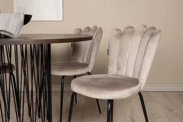 Stone Matgrupp 120 cm Rund med 4 Limhamn stolar - Beige - Möbler - Bord & matgrupp - Matgrupp