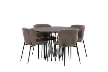 Stone Matgrupp 120 cm Rund med 4 Modesto stolar - Beige - Möbler - Bord & matgrupp - Matgrupp