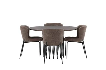 Stone Matgrupp 120 cm Rund med 4 Modesto stolar - Beige - Möbler - Bord & matgrupp - Matgrupp