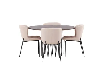 Stone Matgrupp 120 cm Rund med 4 Modesto stolar - Mörkgrå - Möbler - Bord & matgrupp - Matgrupp