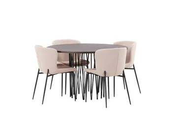 Stone Matgrupp 120 cm Rund med 4 Modesto stolar - Mörkgrå - Möbler - Bord & matgrupp - Matgrupp