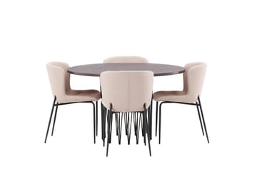 Stone Matgrupp 120 cm Rund med 4 Modesto stolar - Mörkgrå - Möbler - Bord & matgrupp - Matgrupp