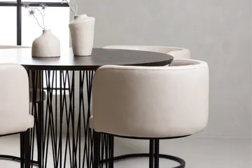 Stone Matgrupp 120 cm Rund med 4 Simrishamn stolar - Beige - Möbler - Bord & matgrupp - Matgrupp