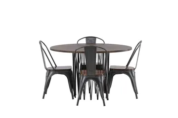 Stone Matgrupp 120 cm Rund med 4 Tempe stolar - Mocca - Möbler - Bord & matgrupp - Matgrupp