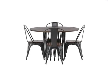 Stone Matgrupp 120 cm Rund med 4 Tempe stolar - Mocca - Möbler - Bord & matgrupp - Matgrupp