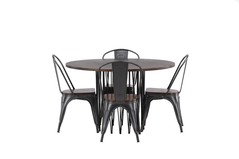 Stone Matgrupp 120 cm Rund med 4 Tempe stolar - Mocca - Möbler - Bord & matgrupp - Matgrupp
