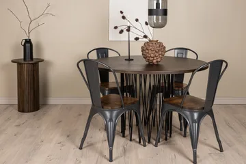 Stone Matgrupp 120 cm Rund med 4 Tempe stolar - Mocca - Möbler - Bord & matgrupp - Matgrupp