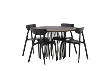 Stone Matgrupp 120 cm Rund med 4 Ursholmen stolar - Svart - Möbler - Bord & matgrupp - Matgrupp