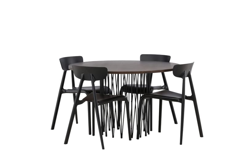 Stone Matgrupp 120 cm Rund med 4 Ursholmen stolar - Svart - Möbler - Bord & matgrupp - Matgrupp
