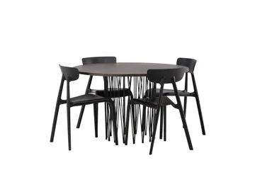 Stone Matgrupp 120 cm Rund med 4 Ursholmen stolar - Svart - Möbler - Bord & matgrupp - Matgrupp