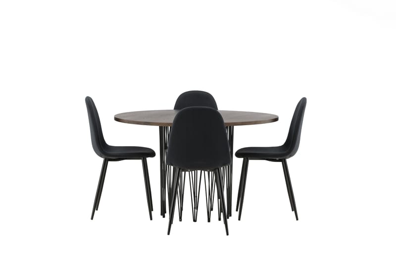 Stone Matgrupp 120 cm Rund med 4 Polar stolar, Svart