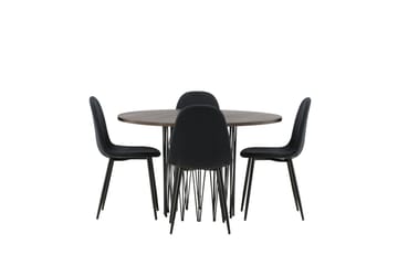 Stone Matgrupp 120 cm Rund med 4 Polar stolar - Svart - Möbler - Bord & matgrupp - Matgrupp