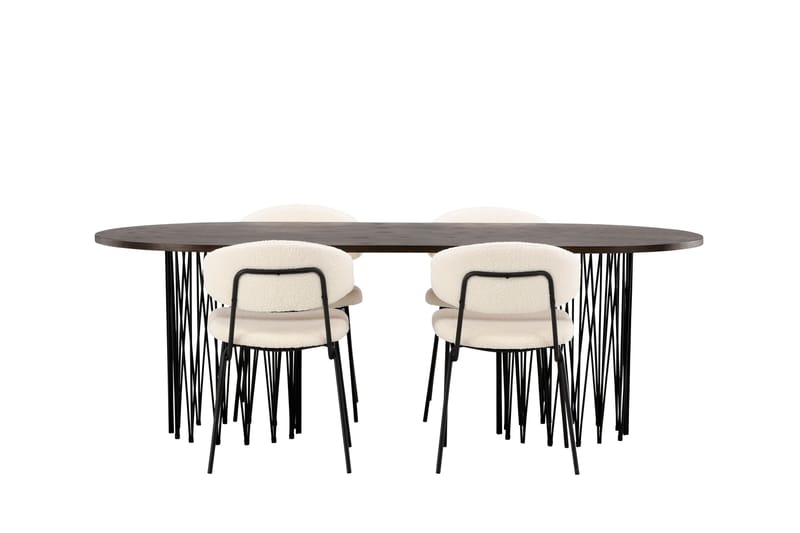 Stone Matgrupp 220 cm Oval med 4 Chico Stolar, Svart