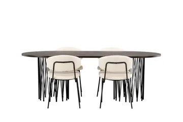 Stone Matgrupp 220 cm Oval med 4 Chico Stolar - Svart - Möbler - Bord & matgrupp - Matgrupp