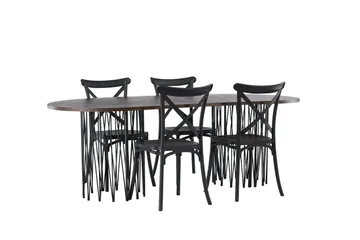 Stone Matgrupp 220 cm Oval med 4 Crosett stolar - Svart - Möbler - Bord & matgrupp - Matgrupp