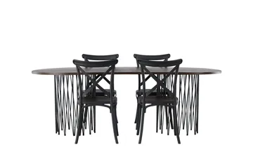 Stone Matgrupp 220 cm Oval med 4 Crosett stolar - Svart - Möbler - Bord & matgrupp - Matgrupp