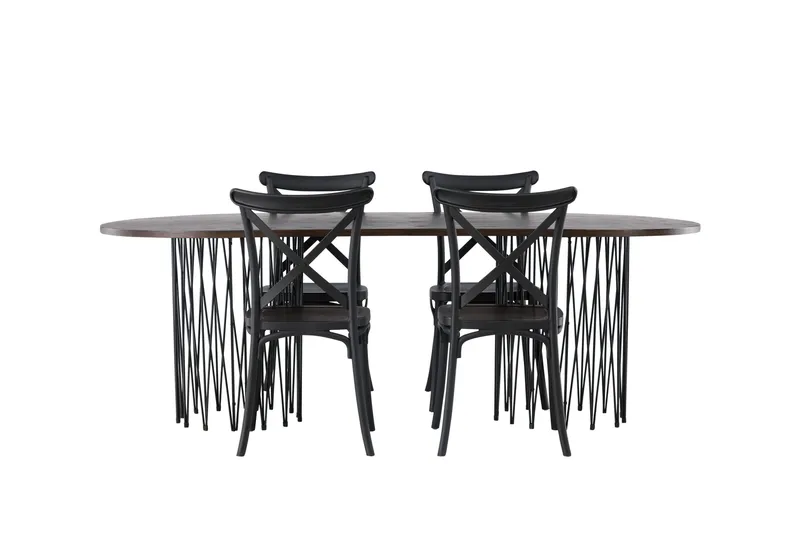 Stone Matgrupp 220 cm Oval med 4 Crosett stolar - Svart - Möbler - Bord & matgrupp - Matgrupp