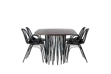 Stone Matgrupp 220 cm Oval med 4 Dyrön stolar - Svart - Möbler - Bord & matgrupp - Matgrupp