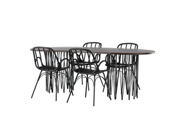 Stone Matgrupp 220 cm Oval med 4 Dyrön stolar - Svart - Möbler - Bord & matgrupp - Matgrupp