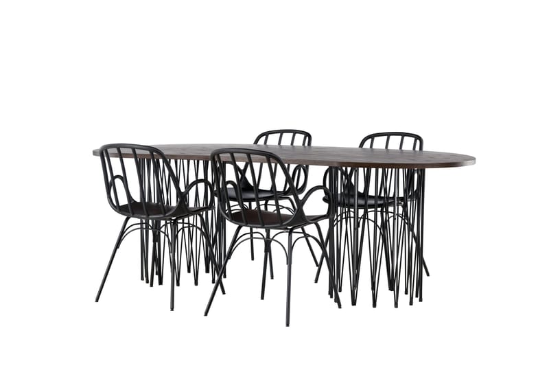 Stone Matgrupp 220 cm Oval med 4 Dyrön stolar - Svart - Möbler - Bord & matgrupp - Matgrupp