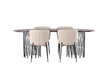 Stone Matgrupp 220 cm Oval med 4 Modesto stolar - Beige - Möbler - Bord & matgrupp - Matgrupp