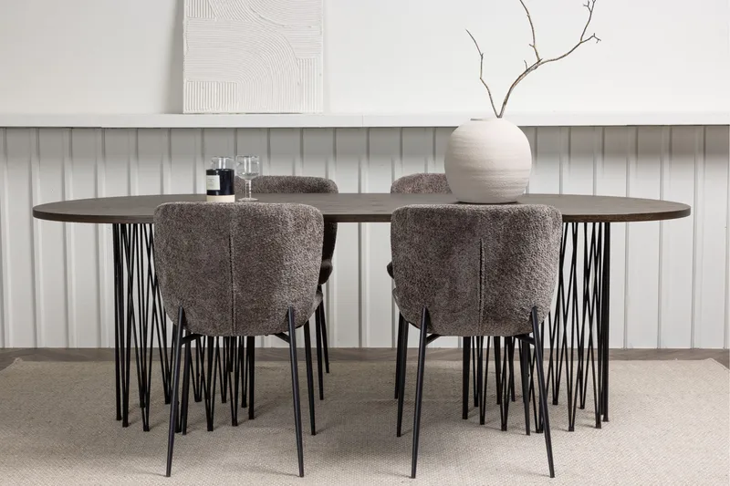 Stone Matgrupp 220 cm Oval med 4 Modesto stolar - Mörkgrå - Möbler - Bord & matgrupp - Matgrupp