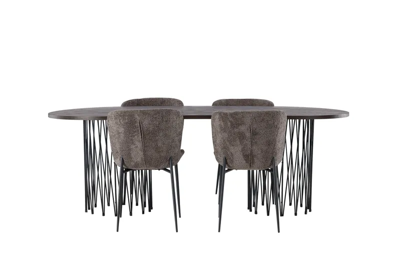 Stone Matgrupp 220 cm Oval med 4 Modesto stolar, Mörkgrå
