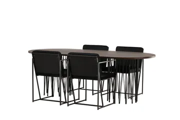 Stone Matgrupp 220 cm Oval med 4 Richmond stolar - Svart - Möbler - Bord & matgrupp - Matgrupp