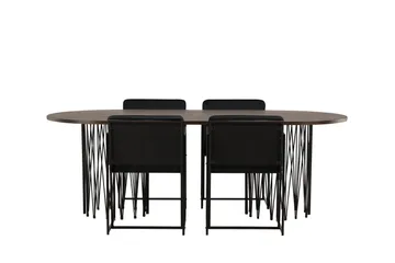 Stone Matgrupp 220 cm Oval med 4 Richmond stolar - Svart - Möbler - Bord & matgrupp - Matgrupp